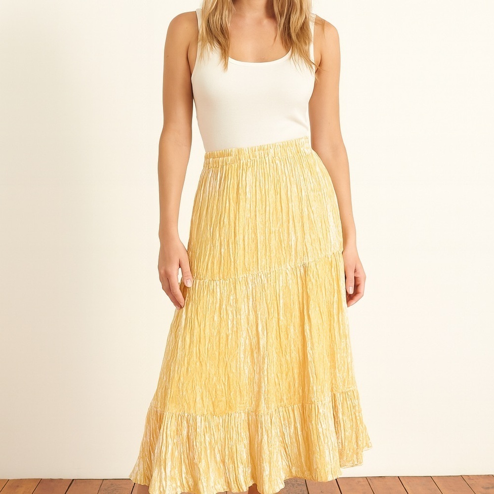 Vintage Double D Ranch Sunny Yellow A-Line Flounced Skirt In Euc